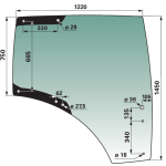 Steklo vrat kabine desno JD 6R