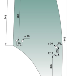 Steklo vrat kabine desno JD 5020,5M,5R
