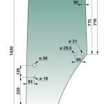 Steklo vrat kabine levo JD 6010,6020,6030,6M