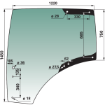 Steklo vrat kabine levo JD 6R