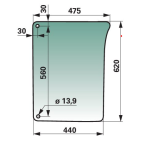 Steklo kabine sprednje spodnje desno JD 6000, SE6000